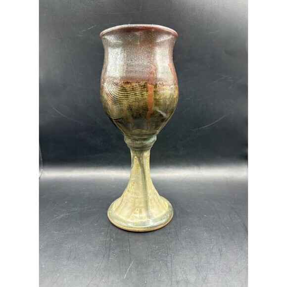 Jack Boyle Goblet Art Pottery 9 inches Tall Signed Wheel thrown Stoneware Wine - Picture 1 of 9